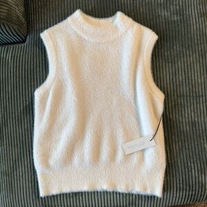 Rachel Zoe Elegant White Fuzzy Tank Top Vest
